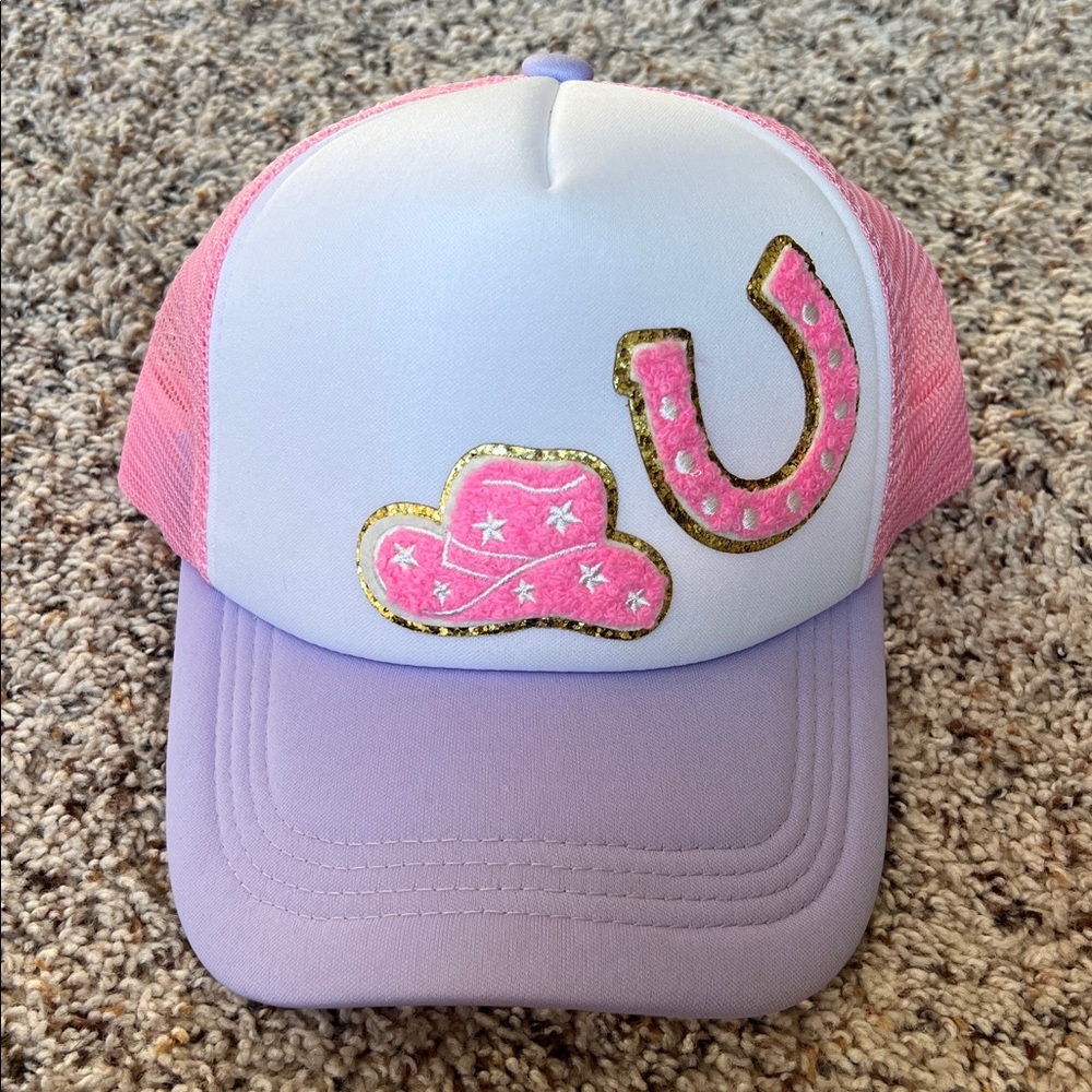 Western pink purple SnapBack trucker hat Otto cap cowgirl cowboy gold patches